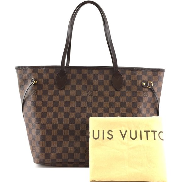 Neverfull Mm Tote Brown Canvas Shoulder Bag - Picture 1 of 8